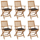 Tuinstoelen van massief acaciahout met kussens voor tuin en terras - Taupe / 6 / Met armleuning - Tuinstoelen