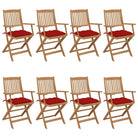 Tuinstoelen van massief acaciahout met kussens voor tuin en terras - Rood / 8 / Met armleuning - Tuinstoelen