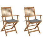 Tuinstoelen van massief acaciahout met kussens voor tuin en terras - Grijs / 2 - Tuinstoelen