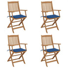 Tuinstoelen van massief acaciahout met kussens voor tuin en terras - koningsblauw / 4 - Tuinstoelen