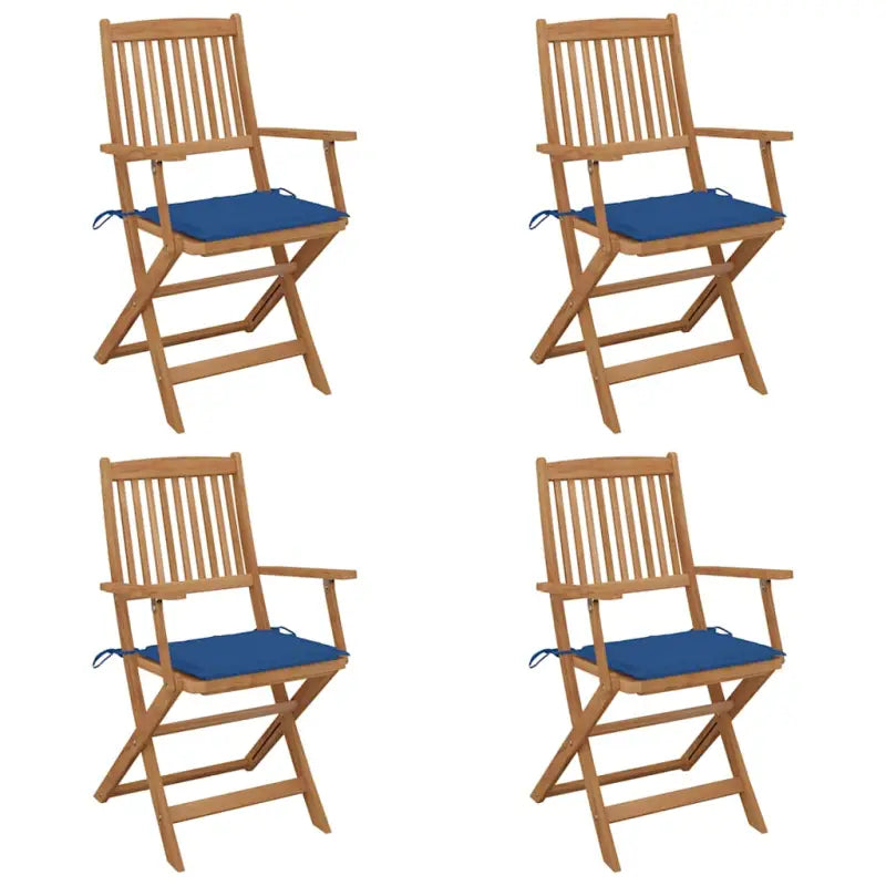 Tuinstoelen van massief acaciahout met kussens voor tuin en terras - koningsblauw / 4 - Tuinstoelen