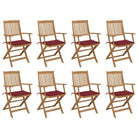 Tuinstoelen van massief acaciahout met kussens voor tuin en terras - Wijnrood / 8 - Tuinstoelen