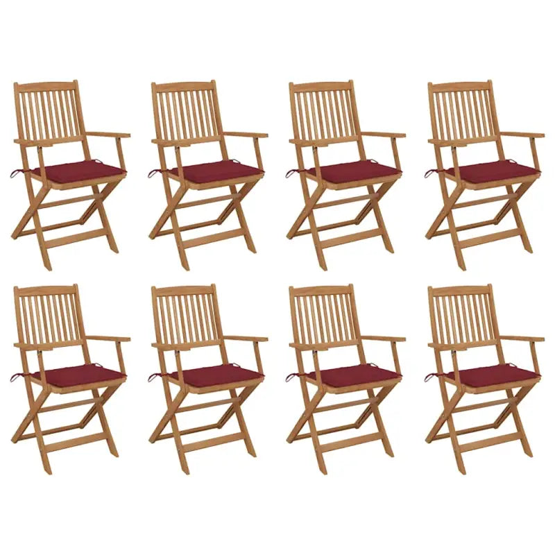 Tuinstoelen van massief acaciahout met kussens voor tuin en terras - Wijnrood / 8 - Tuinstoelen
