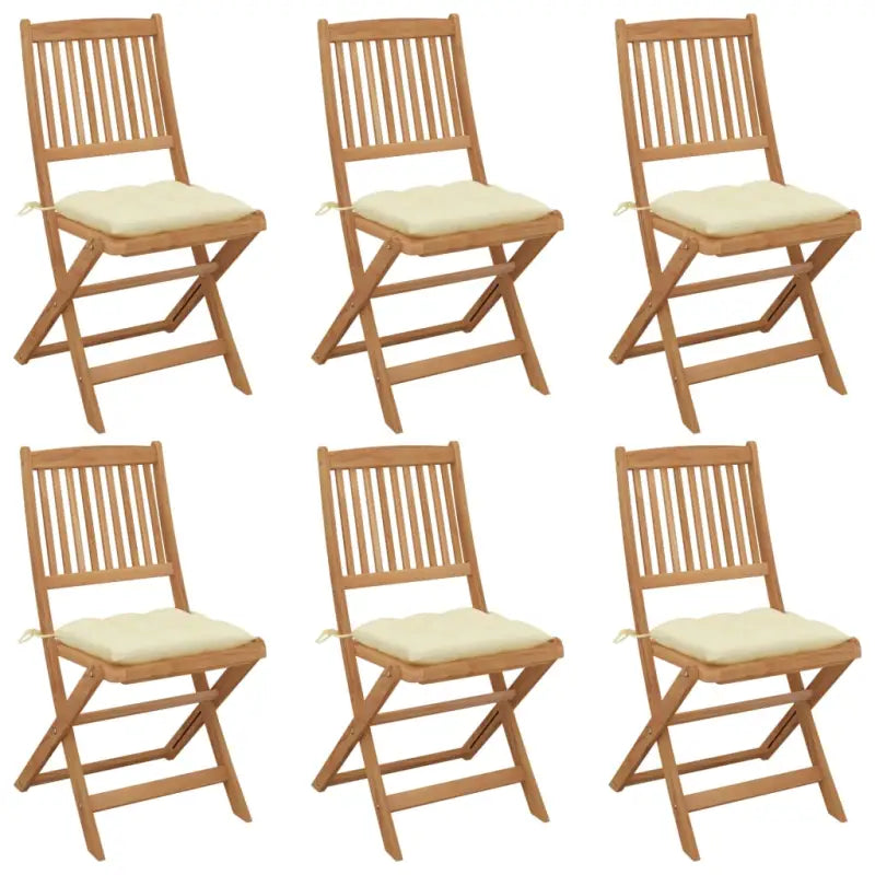 Tuinstoelen van massief acaciahout met kussens voor tuin en terras - Crème / 6 / Zonder armleuning - Tuinstoelen
