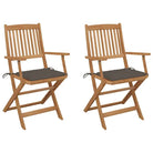 Tuinstoelen van massief acaciahout met kussens voor tuin en terras - Taupe / 2 - Tuinstoelen