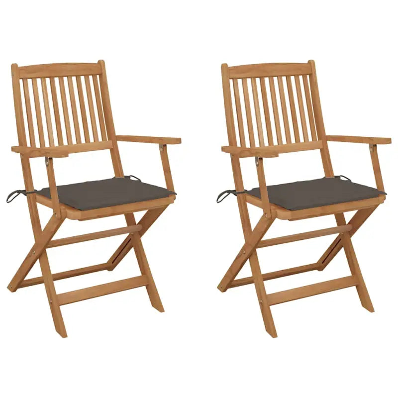 Tuinstoelen van massief acaciahout met kussens voor tuin en terras - Taupe / 2 - Tuinstoelen