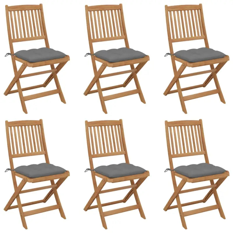 Tuinstoelen van massief acaciahout met kussens voor tuin en terras - Grijs / 6 / Zonder armleuning - Tuinstoelen