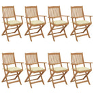 Tuinstoelen van massief acaciahout met kussens voor tuin en terras - Crème / 8 / Met armleuning - Tuinstoelen