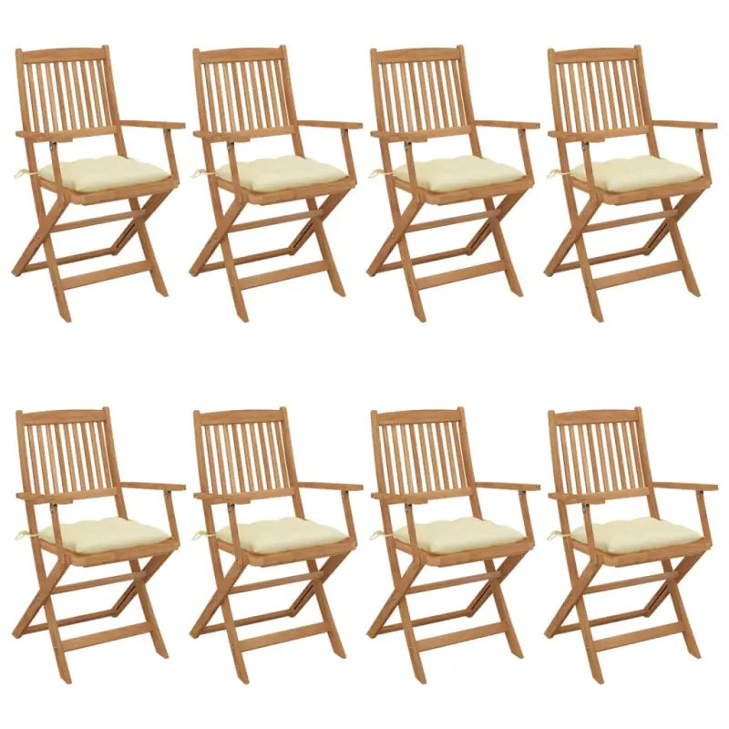 Tuinstoelen van massief acaciahout met kussens voor tuin en terras - Crème / 8 / Met armleuning - Tuinstoelen