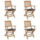 Tuinstoelen van massief acaciahout met kussens voor tuin en terras - Antraciet / 4 - Tuinstoelen