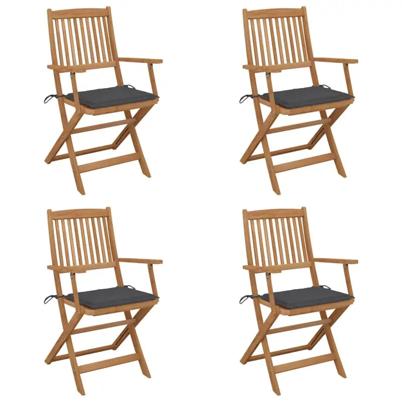 Tuinstoelen van massief acaciahout met kussens voor tuin en terras - Antraciet / 4 - Tuinstoelen