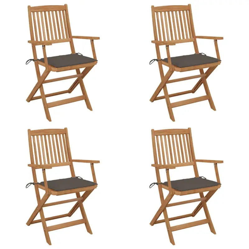 Tuinstoelen van massief acaciahout met kussens voor tuin en terras - Taupe / 4 - Tuinstoelen