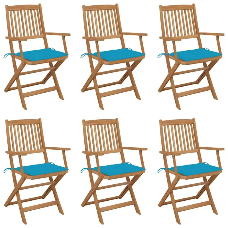 Tuinstoelen van massief acaciahout met kussens voor tuin en terras - koningsblauw / 6 - Tuinstoelen