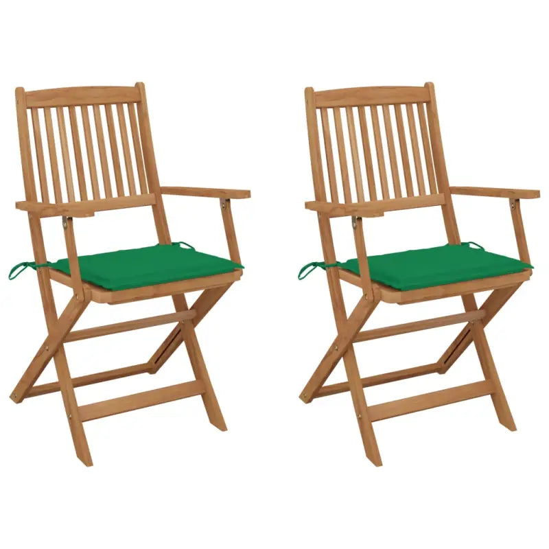 Tuinstoelen van massief acaciahout met kussens voor tuin en terras - Groen / 2 - Tuinstoelen