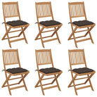 Tuinstoelen van massief acaciahout met kussens voor tuin en terras - Taupe / 6 / Zonder armleuning - Tuinstoelen