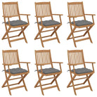 Tuinstoelen van massief acaciahout met kussens voor tuin en terras - Grijs / 6 / Met armleuning - Tuinstoelen