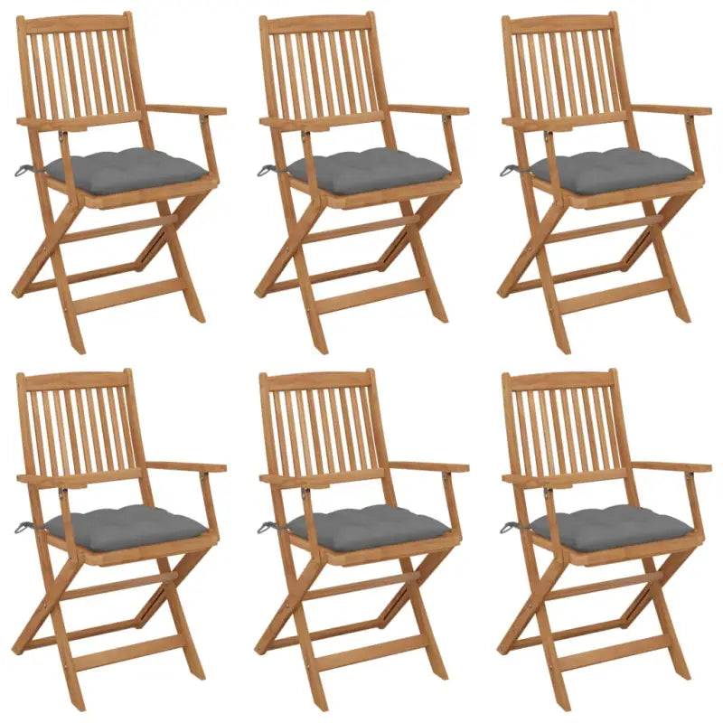 Tuinstoelen van massief acaciahout met kussens voor tuin en terras - Grijs / 6 / Met armleuning - Tuinstoelen