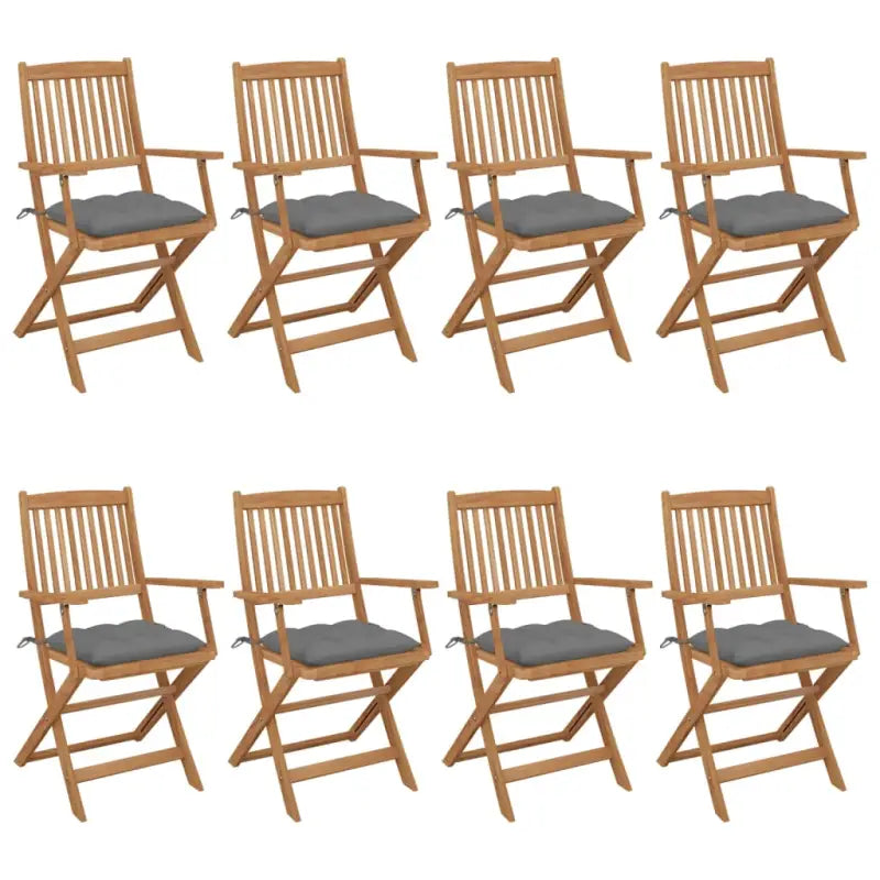 Tuinstoelen van massief acaciahout met kussens voor tuin en terras - Grijs / 8 / Met armleuning - Tuinstoelen