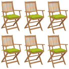 Tuinstoelen van massief acaciahout met kussens voor tuin en terras - Heldergroen / 6 / Met armleuning - Tuinstoelen