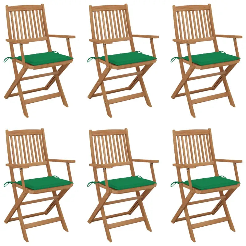 Tuinstoelen van massief acaciahout met kussens voor tuin en terras - Groen / 6 - Tuinstoelen