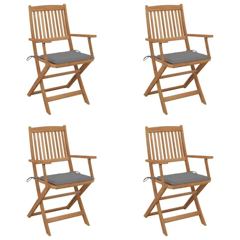 Tuinstoelen van massief acaciahout met kussens voor tuin en terras - Grijs / 4 - Tuinstoelen