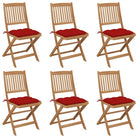 Tuinstoelen van massief acaciahout met kussens voor tuin en terras - Rood / 6 / Zonder armleuning - Tuinstoelen