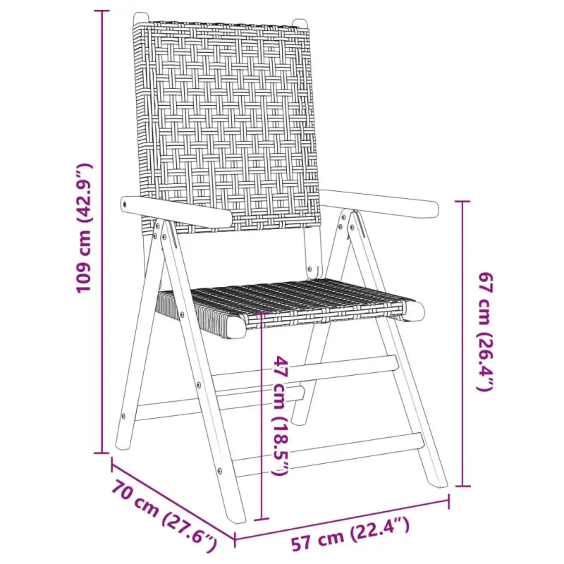 Tuinstoelen van massief acaciahout met poly rattan voor buitengebruik - Tuinstoelen