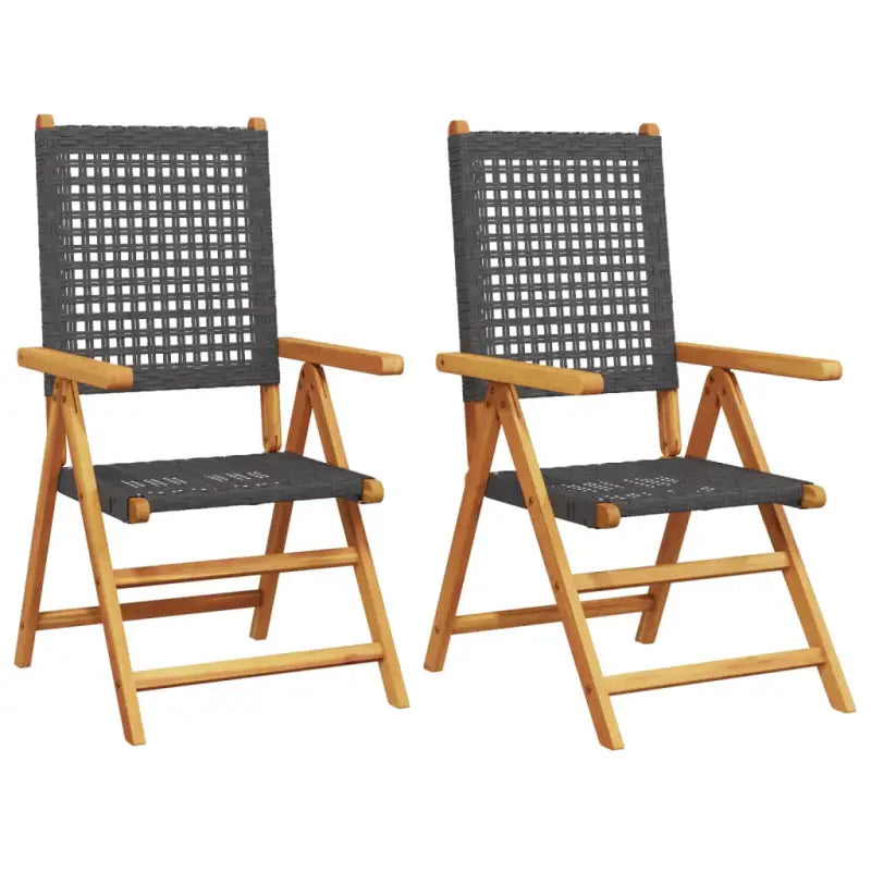 Tuinstoelen van massief acaciahout met poly rattan voor buitengebruik - Tuinstoelen