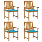 Tuinstoelen van massief acaciahout met rustieke charme - Blauw / 4 - Tuinstoelen