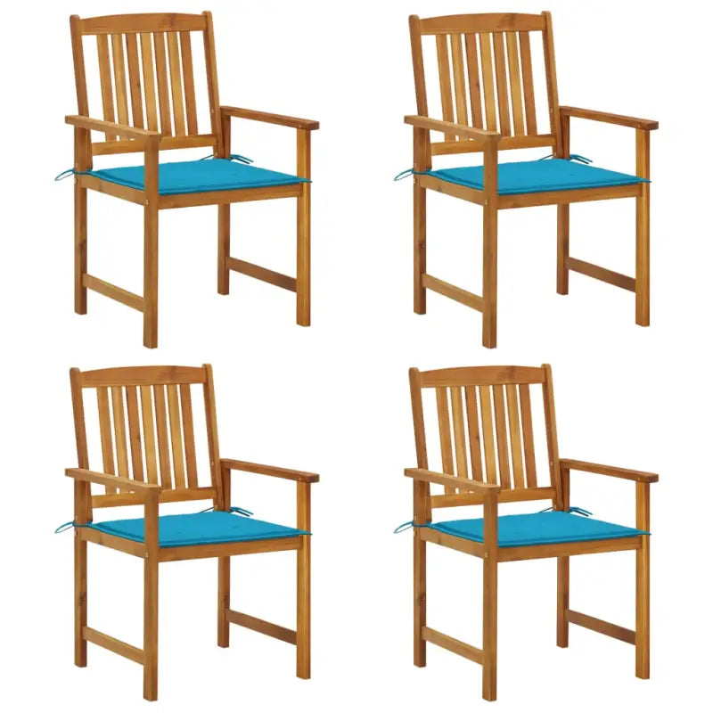 Tuinstoelen van massief acaciahout met rustieke charme - Blauw / 4 - Tuinstoelen