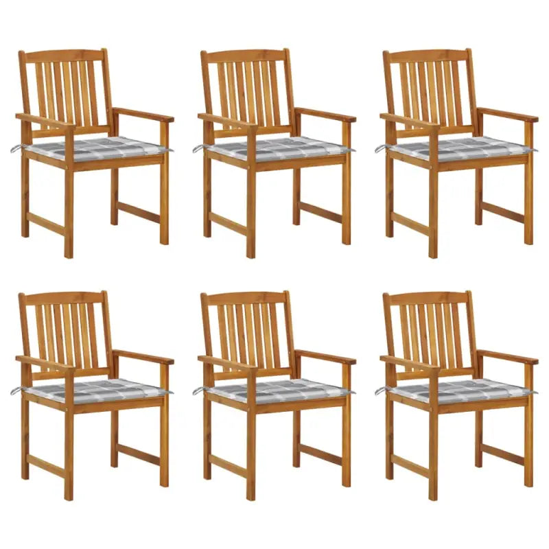 Tuinstoelen van massief acaciahout met rustieke charme - Grijs ruitpatroon / 6 - Tuinstoelen