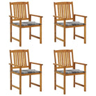 Tuinstoelen van massief acaciahout met rustieke charme - Grijs ruitpatroon / 4 - Tuinstoelen