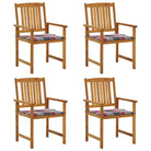 Tuinstoelen van massief acaciahout met rustieke charme - Rood ruitpatroon / 4 - Tuinstoelen