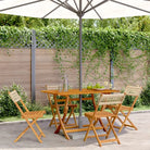 Tuinstoelen van massief acaciahout voor buiten genieten - Beige / 4 - Tuinstoelen