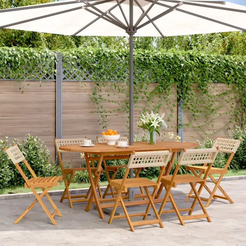 Tuinstoelen van massief acaciahout voor buiten genieten - Beige / 6 - Tuinstoelen