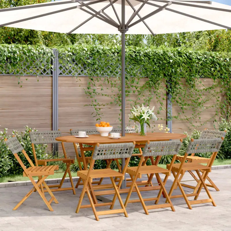Tuinstoelen van massief acaciahout voor buiten genieten - Grijs / 8 - Tuinstoelen