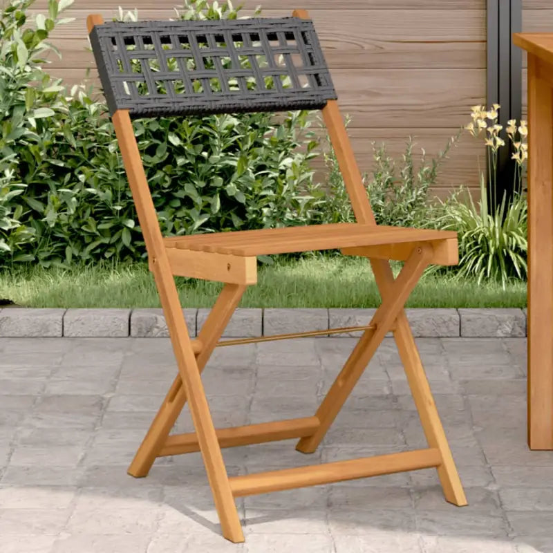 Tuinstoelen van massief acaciahout voor buiten genieten - Zwart / 2 - Tuinstoelen
