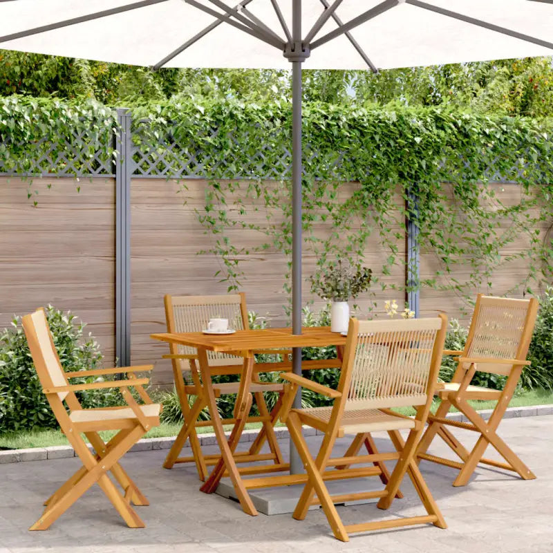Tuinstoelen van massief acaciahout voor comfort en duurzaamheid - Beige / 4 - Tuinstoelen
