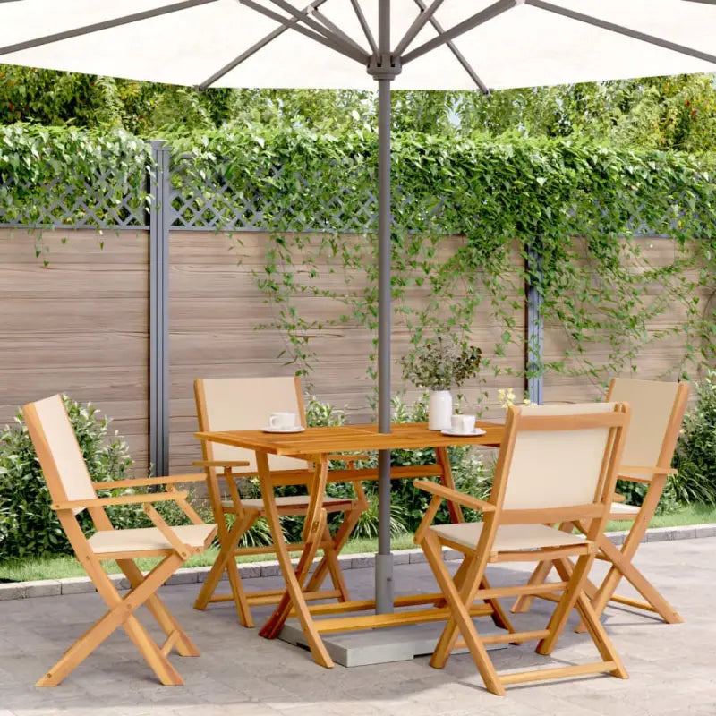 Tuinstoelen van massief acaciahout voor comfort en duurzaamheid - Beige / 4 - Tuinstoelen