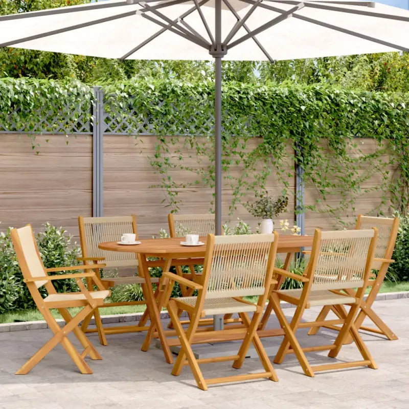 Tuinstoelen van massief acaciahout voor comfort en duurzaamheid - Beige / 6 - Tuinstoelen