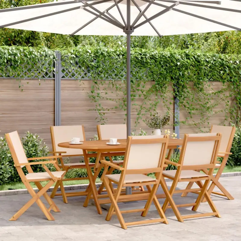 Tuinstoelen van massief acaciahout voor comfort en duurzaamheid - Beige / 6 - Tuinstoelen