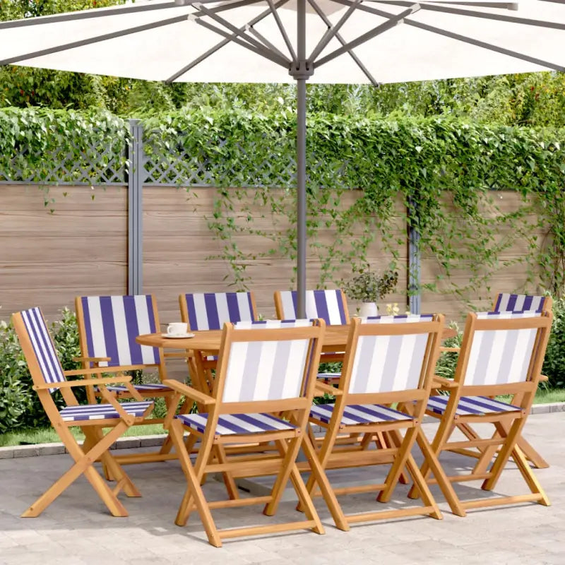 Tuinstoelen van massief acaciahout voor comfort en duurzaamheid - Blauw en wit / 8 - Tuinstoelen