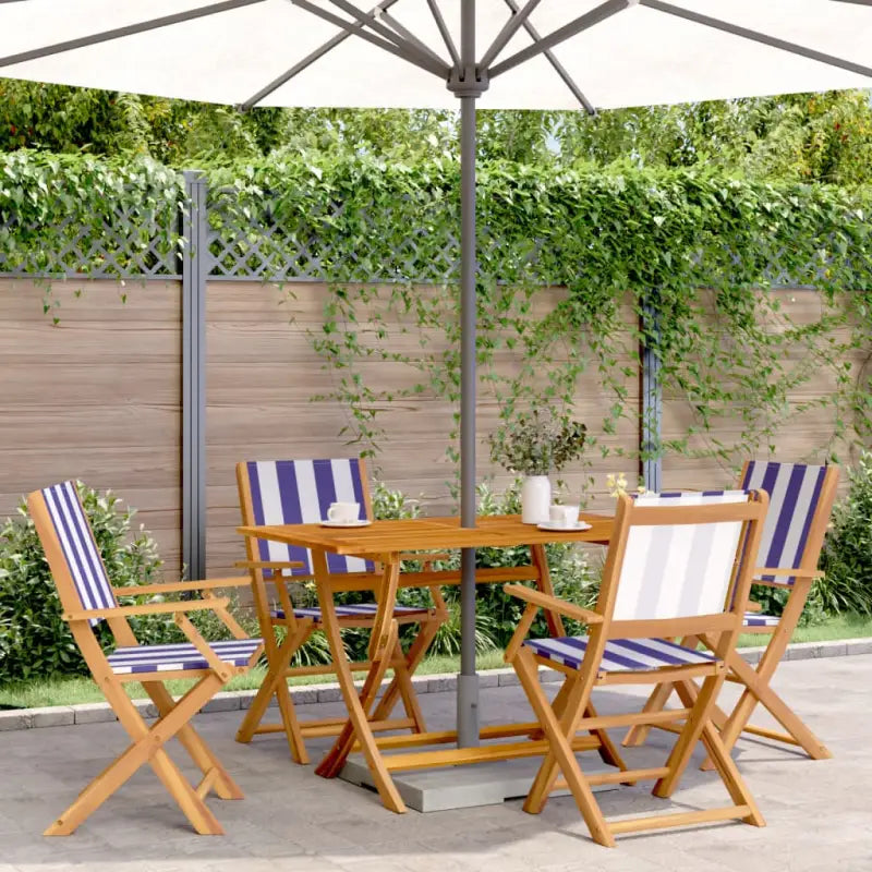 Tuinstoelen van massief acaciahout voor comfort en duurzaamheid - Blauw en wit / 4 - Tuinstoelen
