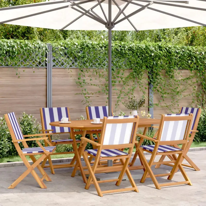 Tuinstoelen van massief acaciahout voor comfort en duurzaamheid - Blauw en wit / 6 - Tuinstoelen