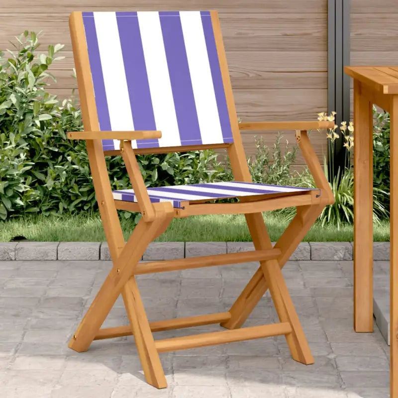 Tuinstoelen van massief acaciahout voor comfort en duurzaamheid - Blauw en wit / 2 - Tuinstoelen