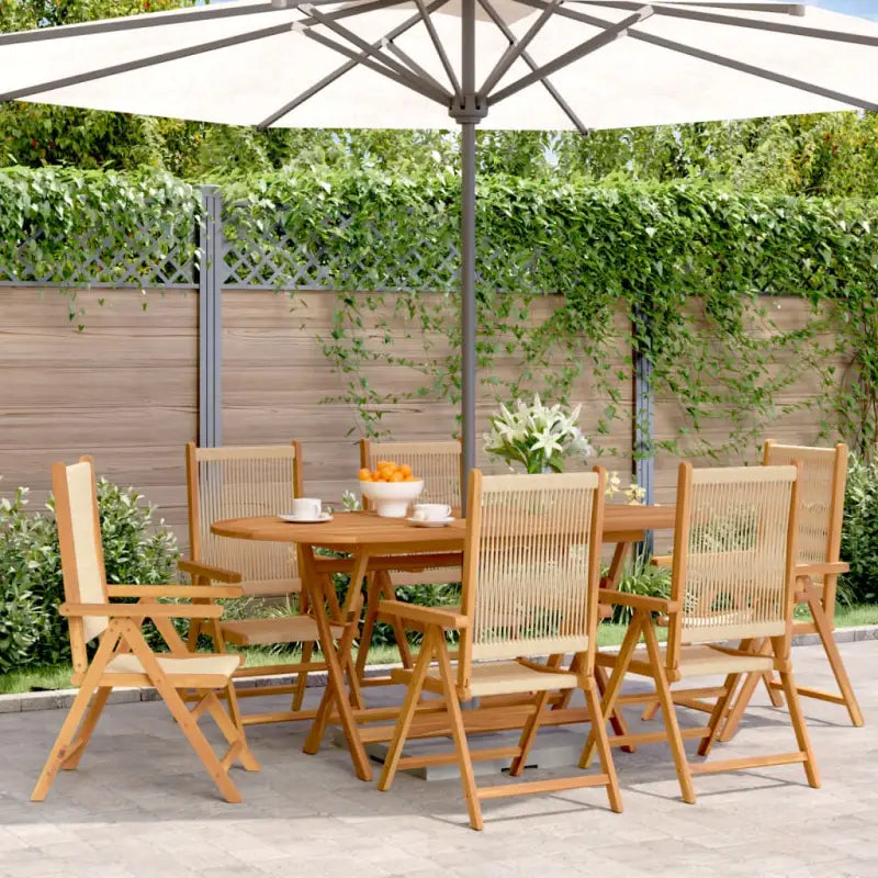 Tuinstoelen van massief acaciahout voor comfort en duurzame ontspanning - Beige / 6 - Tuinstoelen