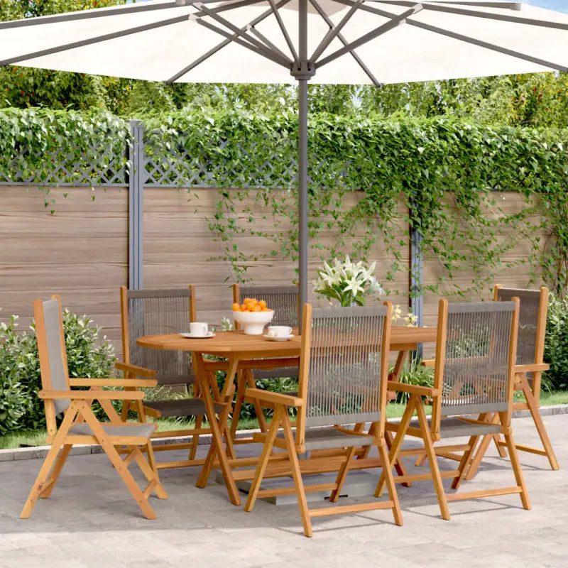 Tuinstoelen van massief acaciahout voor comfort en duurzame ontspanning - Grijs / 6 - Tuinstoelen