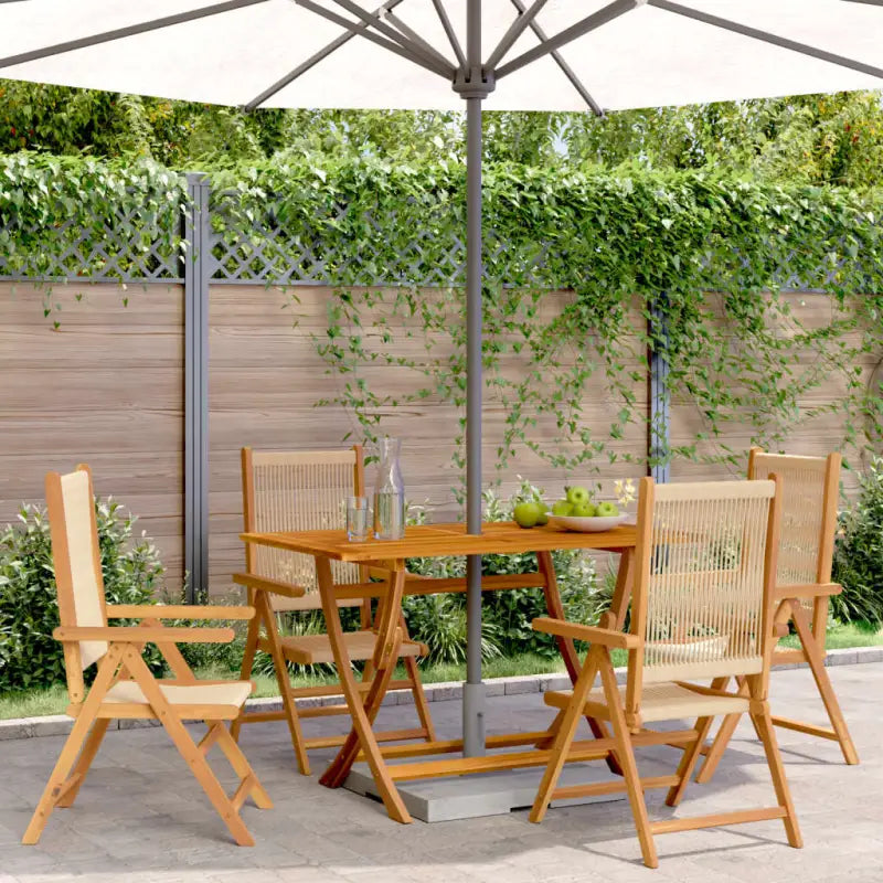 Tuinstoelen van massief acaciahout voor comfort en duurzame ontspanning - Beige / 4 - Tuinstoelen