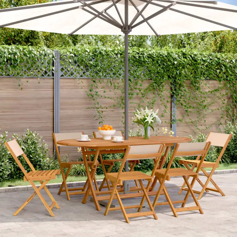 Tuinstoelen van massief acaciahout voor comfortabel buiten zitten - Beige / 6 - Tuinstoelen