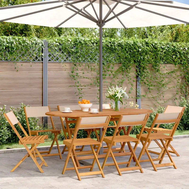 Tuinstoelen van massief acaciahout voor comfortabel buiten zitten - Beige / 8 - Tuinstoelen